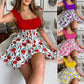 Sommer-Minikleid mit Blumenmuster und geraffter Taille