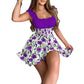 Sommer-Minikleid mit Blumenmuster und geraffter Taille