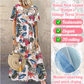 Lässiges, locker geschnittenes Damen-Maxikleid im Retro-Stil mit Rundhalsausschnitt und Print