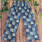 Patchwork-Damenhose mit weitem Bein