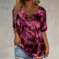 Tie-Dye-T-Shirt für Damen mit Schnürung und V-Ausschnitt