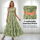 🏖️Sommer-Schnäppchen: 60 % Rabatt!!💃Maxikleid mit V-Ausschnitt, gerafftem Blumenmuster – Leichtes Baumwollmischgewebe, ein Must-have für den Sommer