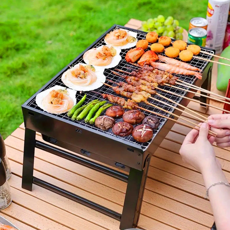 🍖 SPARE 50% 🏕️ Faltbarer tragbarer Grill mit Schublade & Ständer – Kompakt, stabil & perfekt für Camping, Garten & Balkon ✨