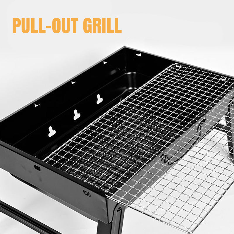 🍖 SPARE 50% 🏕️ Faltbarer tragbarer Grill mit Schublade & Ständer – Kompakt, stabil & perfekt für Camping, Garten & Balkon ✨