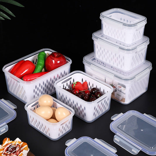 ⏰️Last Day For Free Shipping⌛️3PCS Fruit Storage Container Set for Fridge with Removable Colander