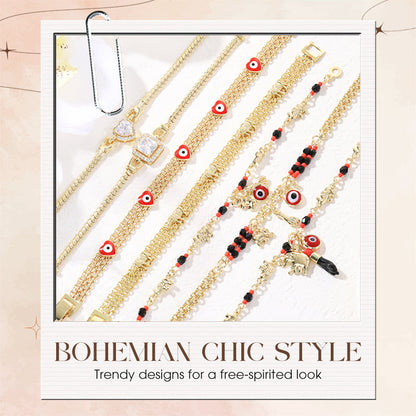 🧿 60% RABATT! 💕 Armband im Bohème-Stil mit Anhängern – Böser Blick & Elefant – Schützend, boho-chic & perfekt als Geschenk ✨