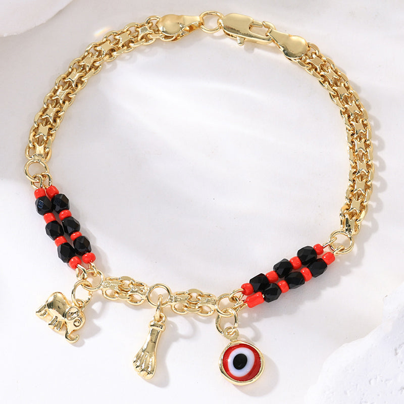 🧿 60% RABATT! 💕 Armband im Bohème-Stil mit Anhängern – Böser Blick & Elefant – Schützend, boho-chic & perfekt als Geschenk ✨