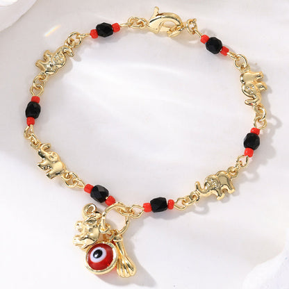 🧿 60% RABATT! 💕 Armband im Bohème-Stil mit Anhängern – Böser Blick & Elefant – Schützend, boho-chic & perfekt als Geschenk ✨