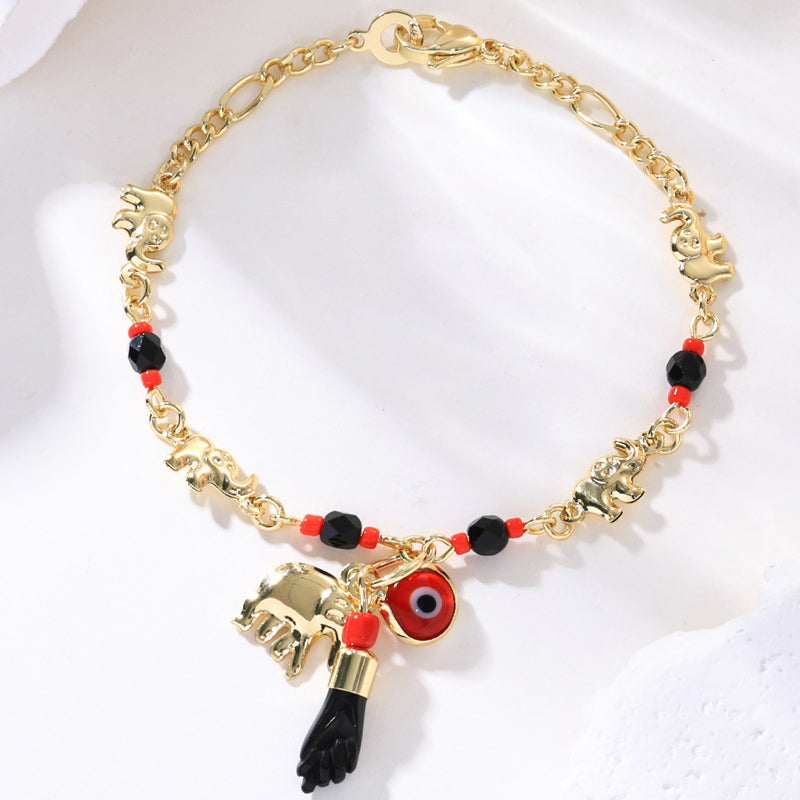 🧿 60% RABATT! 💕 Armband im Bohème-Stil mit Anhängern – Böser Blick & Elefant – Schützend, boho-chic & perfekt als Geschenk ✨
