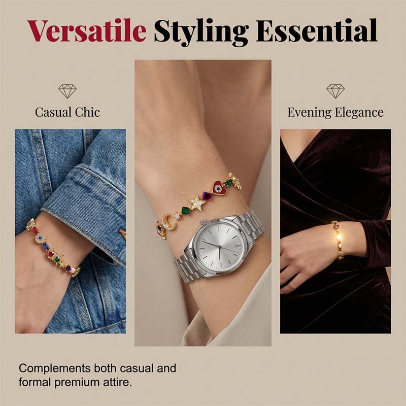 💫 LIMITED-TIME 50% RABATT +  2 kaufen 1 gratis! ✨ Himmelscharme-Armband – Sonne, Mond, Sterne, Kristalle, Goldton 🪐