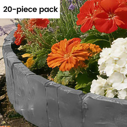 Gartenborder Set Kopfsteinoptik 5m – 20 ineinandergreifende Teile ☀️ Wetterfestes PP-Kunststoff, kein Graben & kein Werkzeug – ideal für Beete & Wege 🌿