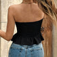 🌸 Bandana-Tube-Top für Damen mit asymmetrischem Saum – trägerlos, gesmokter Brustbereich und Paisley-Print – im bohemian Sommer-Stil ✨