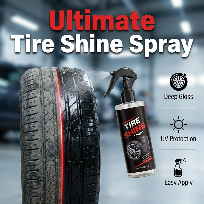 🔥Long-Lasting Wet Look Tire Shine Spray – Tyre Dressing for Car, SUV & Truck – Deep Black Shine, No Sling, Waterproof
