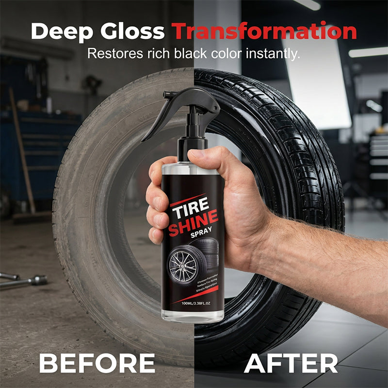 🔥Long-Lasting Wet Look Tire Shine Spray – Tyre Dressing for Car, SUV & Truck – Deep Black Shine, No Sling, Waterproof