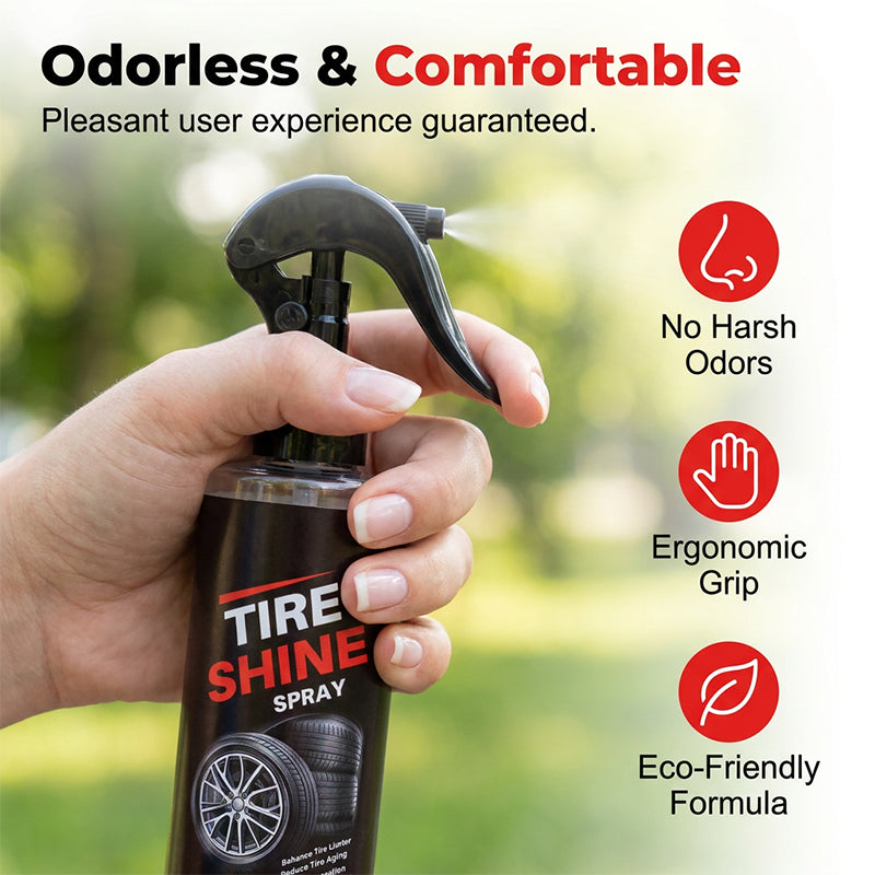 🔥Long-Lasting Wet Look Tire Shine Spray – Tyre Dressing for Car, SUV & Truck – Deep Black Shine, No Sling, Waterproof