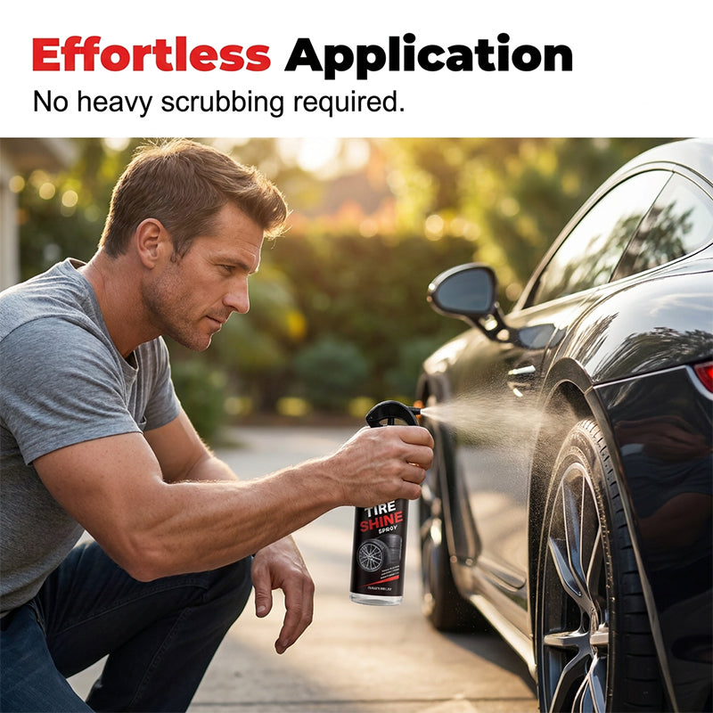 🔥Long-Lasting Wet Look Tire Shine Spray – Tyre Dressing for Car, SUV & Truck – Deep Black Shine, No Sling, Waterproof