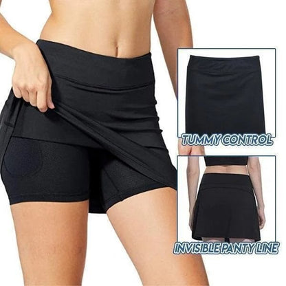 🏸 Sport-Rock mit integrierten Shorts – Anti-Scheuer, ideal für Tennis, Laufen & Gym!