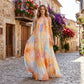 Maxikleid für Damen im Wasserfarben-Look mit Neckholder